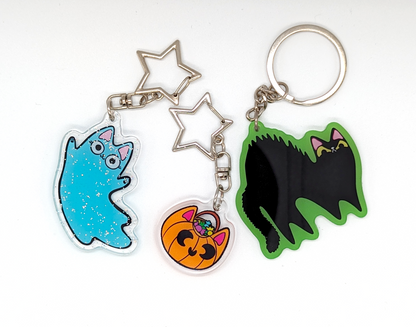 Pumpkin Cat Candy Bucket Acrylic Keychain