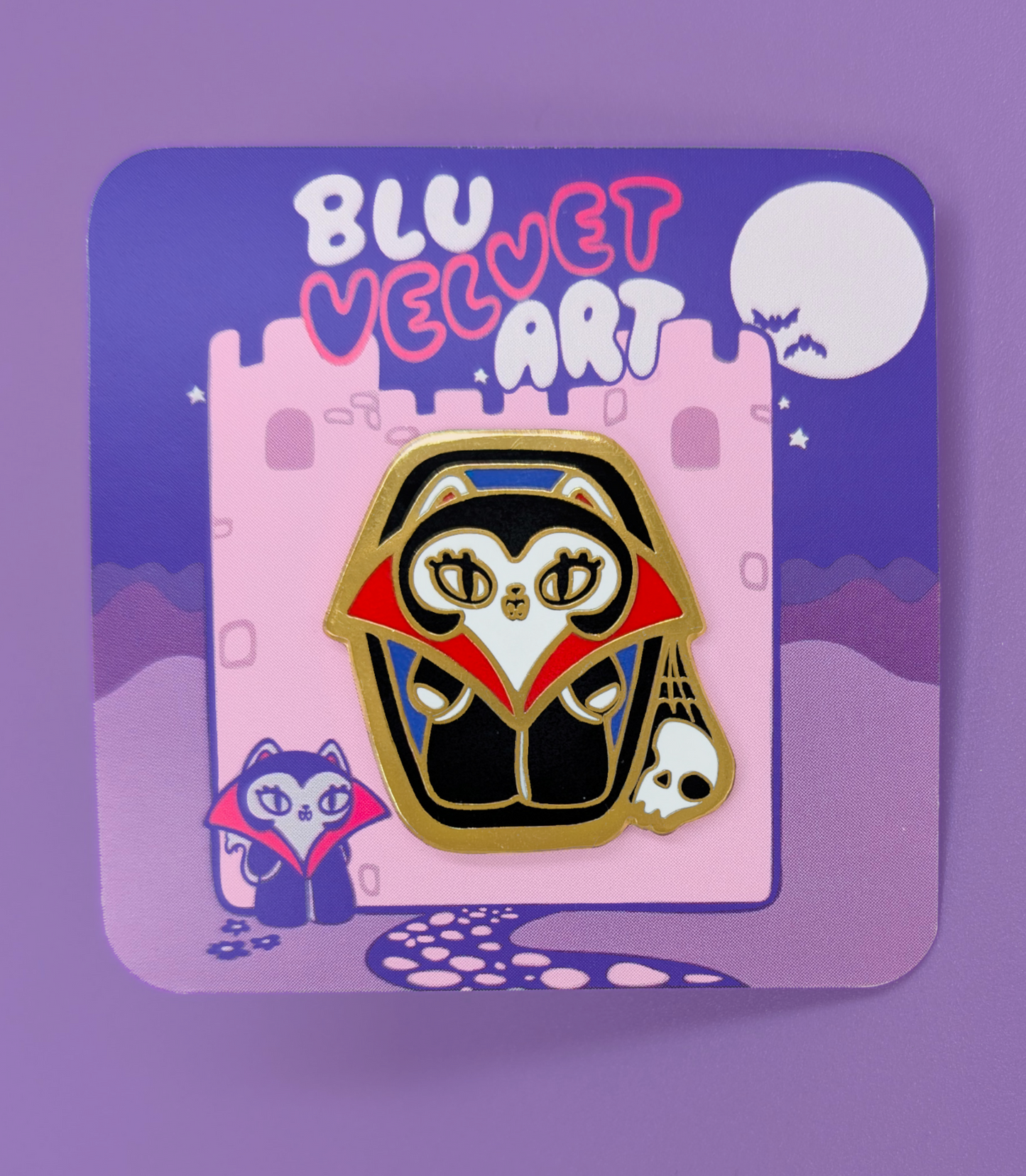 Havenhurst Vampire Cat Gold Plated Enamel Pin