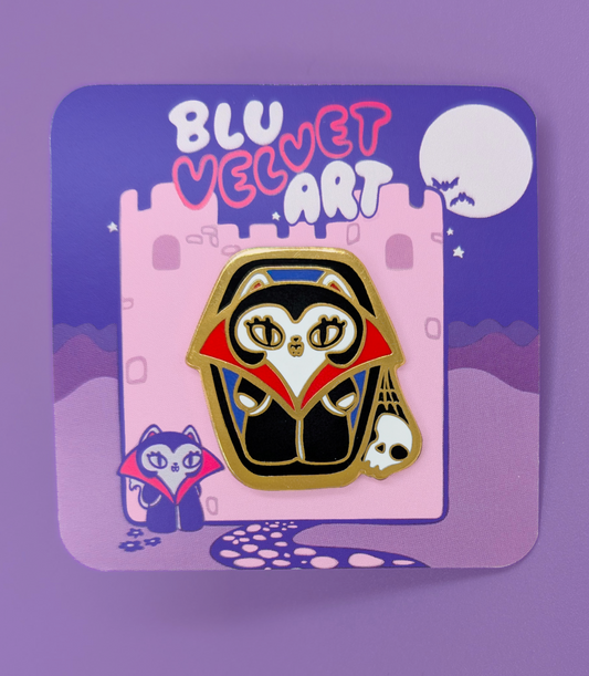 Havenhurst Vampire Cat Gold Plated Enamel Pin