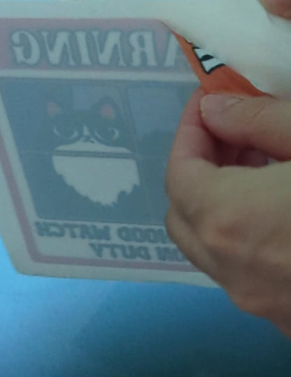 Fluffy tuxedo cat window cling