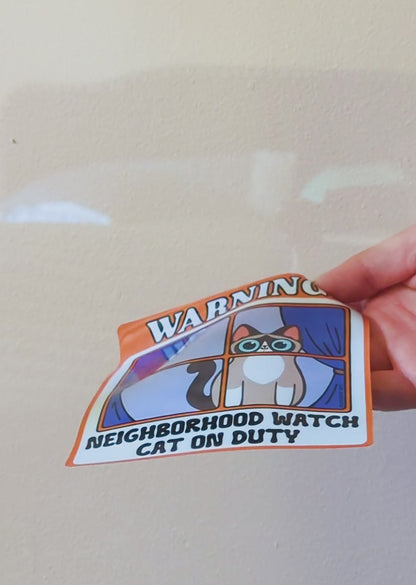 Neighborhood Watch Cat Window Cling - Snowshoe Cat